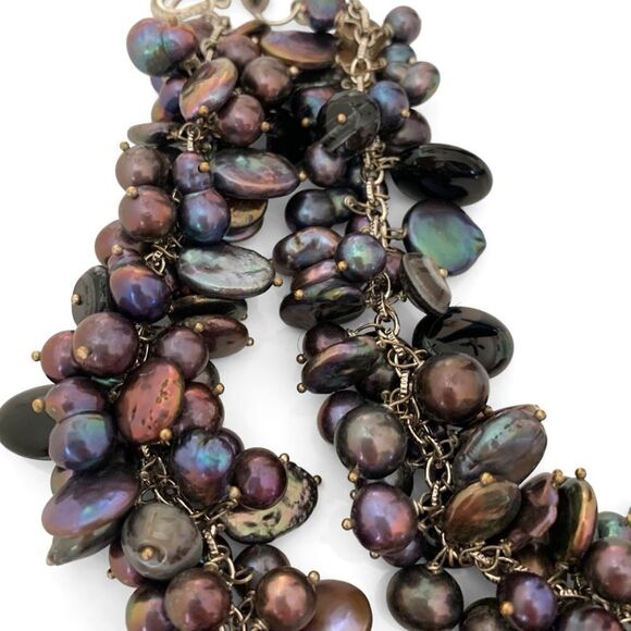 Baroque Freshwater Peacock Pearl Cluster Necklace - Picture 5 of 7